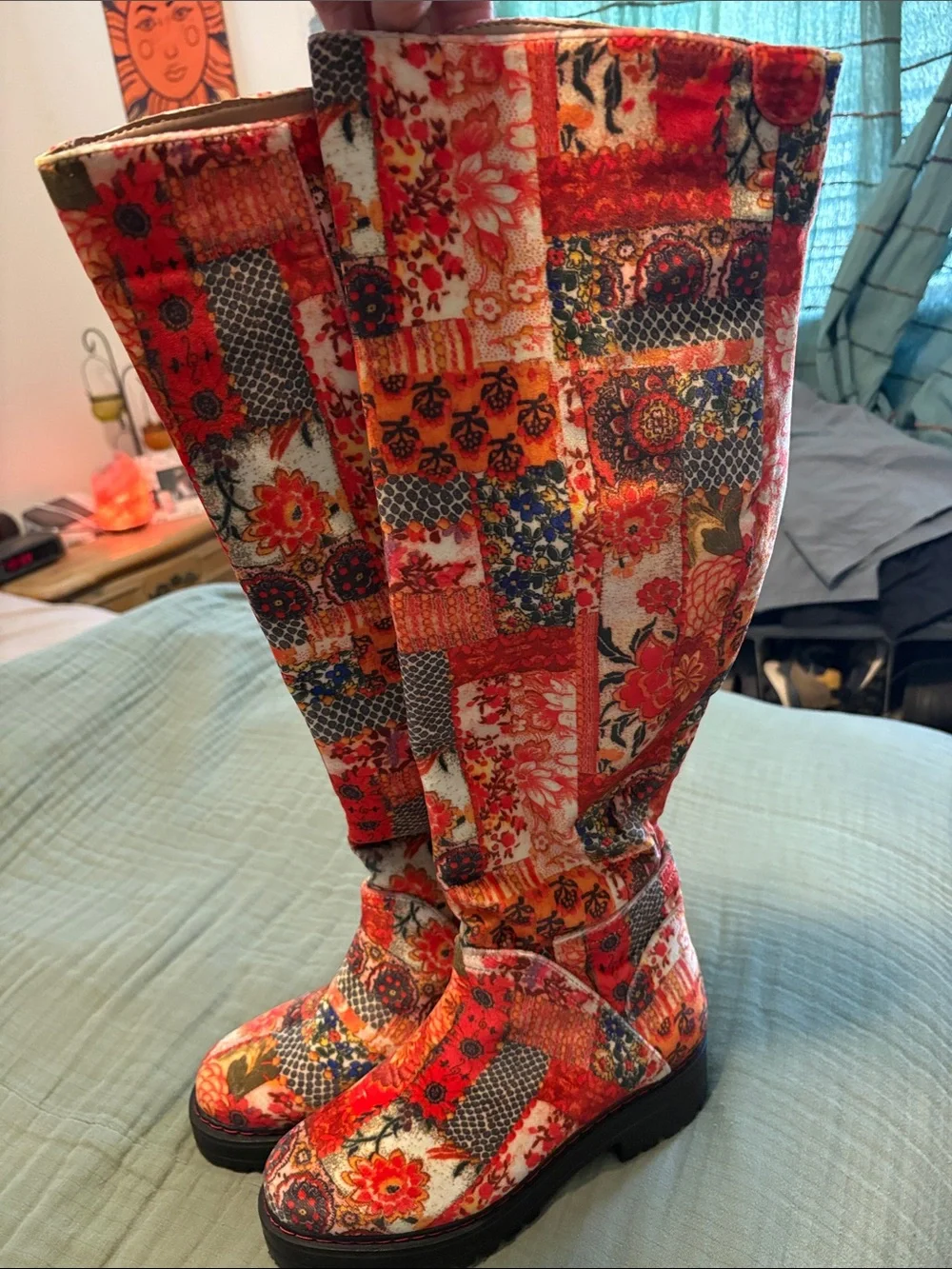 Boho La Serena Patchwork Knee-High Boots Aerosoles X Laura Ashley